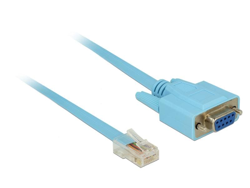 Delock Konsolenkabel RS-232 DB9 - RJ-45 Cisco kompatibel 1m Delock Adapter RS-232 DB9 Buchse zu 1 x Seriell RS-232 RJ45 Stecker 1 m