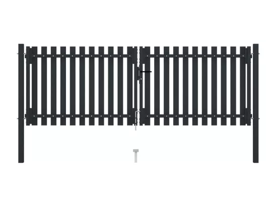 Portail de cl?ture à double porte Acier 306x150 cm Anthracite