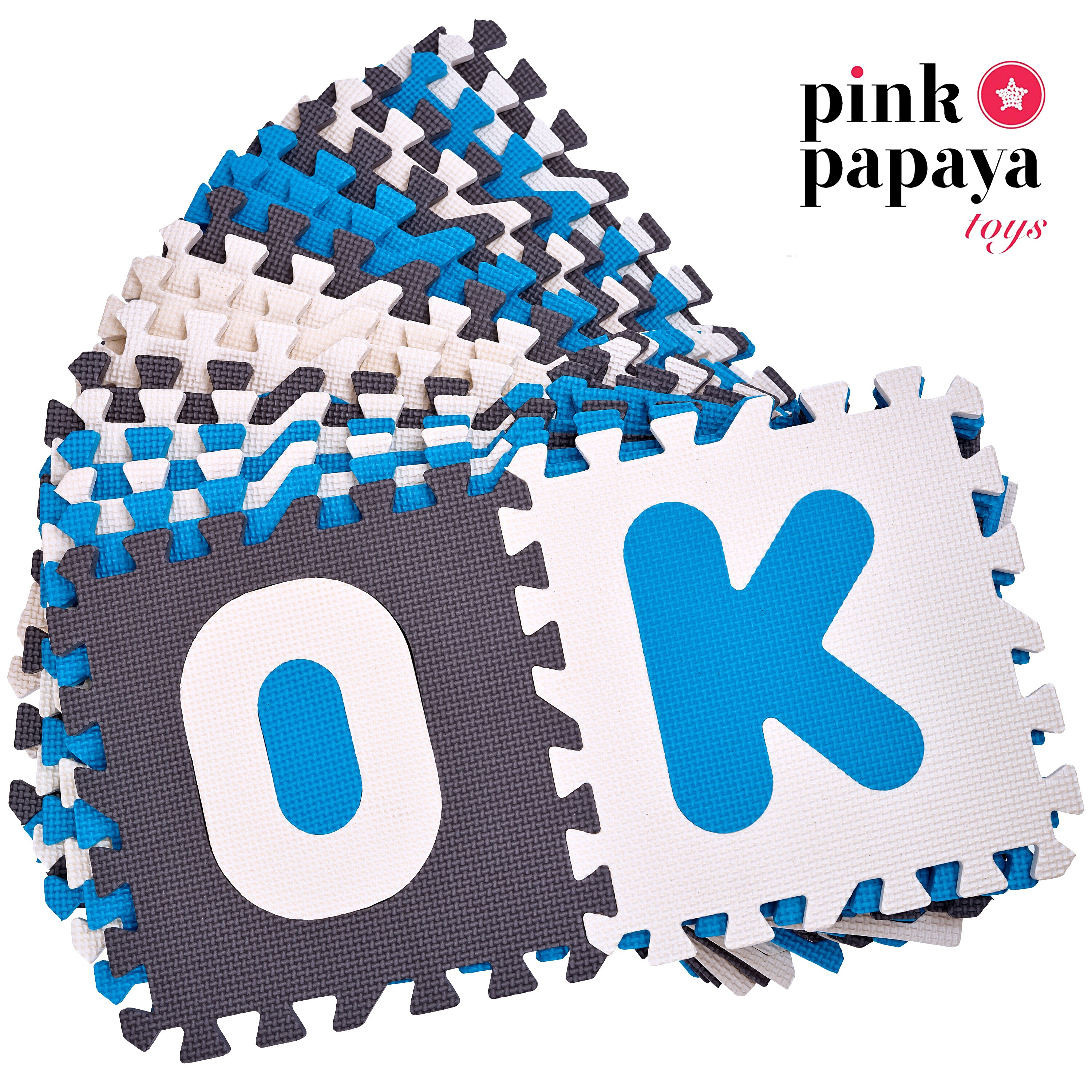 Pink Papaya Puzzlematte mit Zahlen und Buchstaben Kids Zone - Türkis