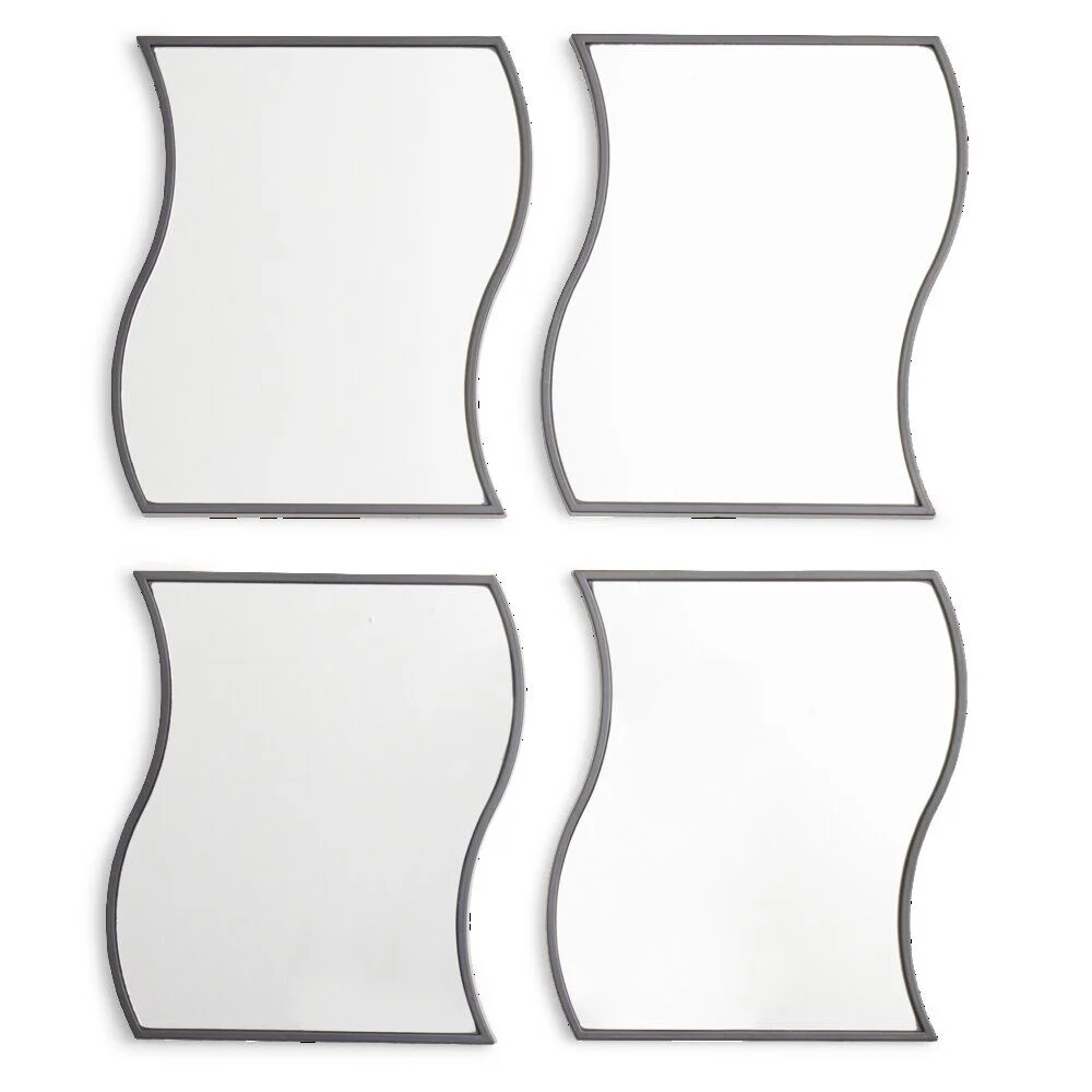 Lot de 4 miroirs forme vague 16,5x19,8cm