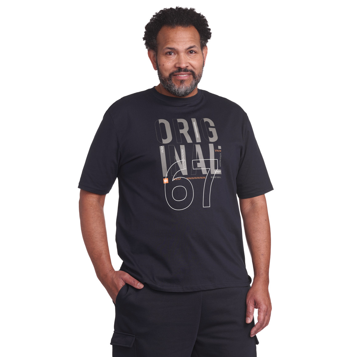 VanVaan Herren-T-Shirt mit großem Print dunkelblau