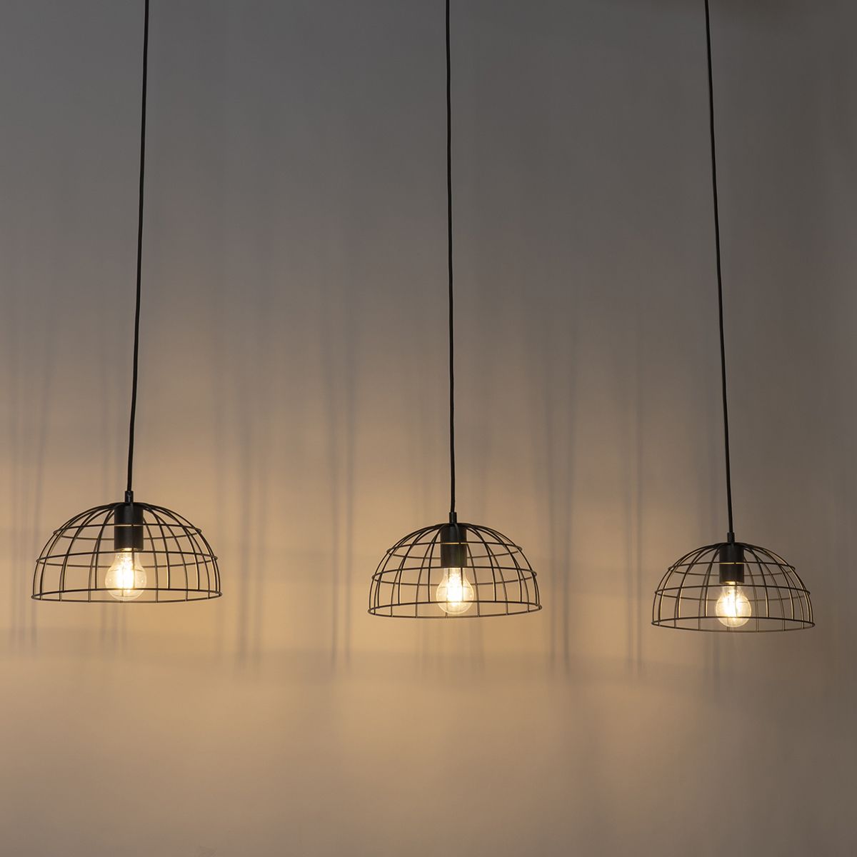 Industriële hanglamp zwart 3-lichts - Hanze