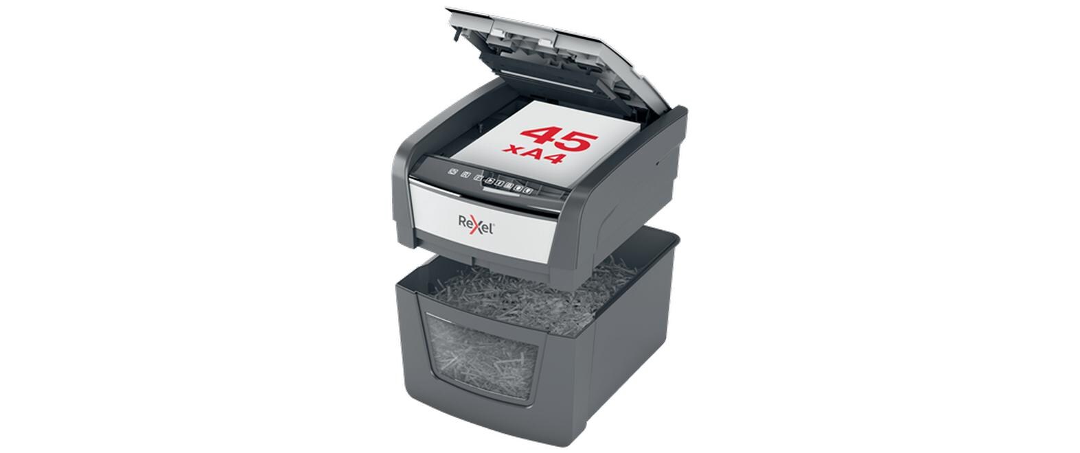 Aktenvernichter Optimum AutoFeed+ 45X P-4, 45 Seiten<br>Automatischer Schredder (auto) für sichere Vernichtung vertraulicher Unterlagen (bis zu 45 Blatt)