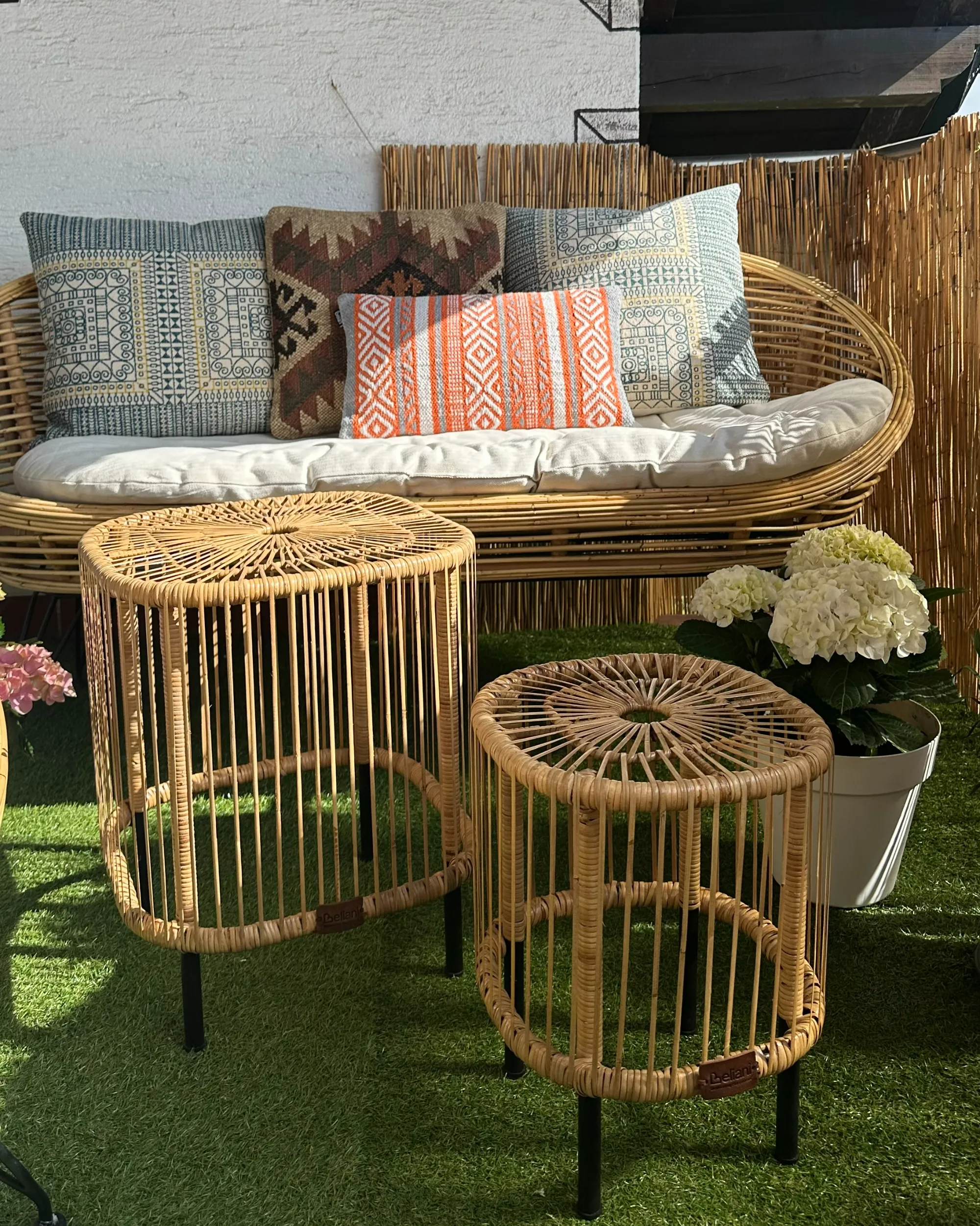 Loungeset met tafel 3-zits MARATEA/CESENATICO Rotan Natuurlijk