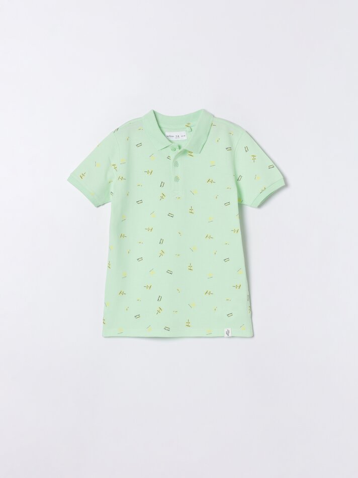 Camisa polo estampada - Verde claro