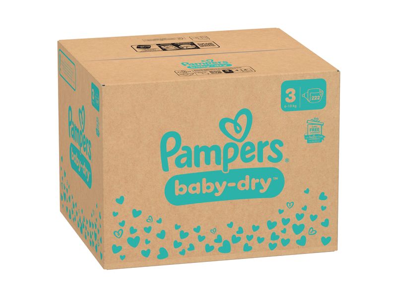 Pampers Windeln Baby Dry Midi Grösse 3 Monatsbox 6-10 kg, 222 Stück
