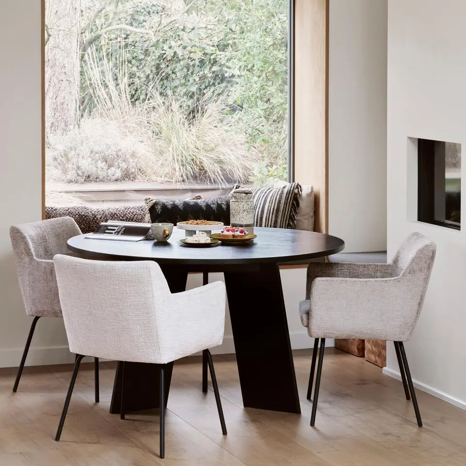 WOOOD Fries Eettafel - Eiken - Blacknight - 75x129x129