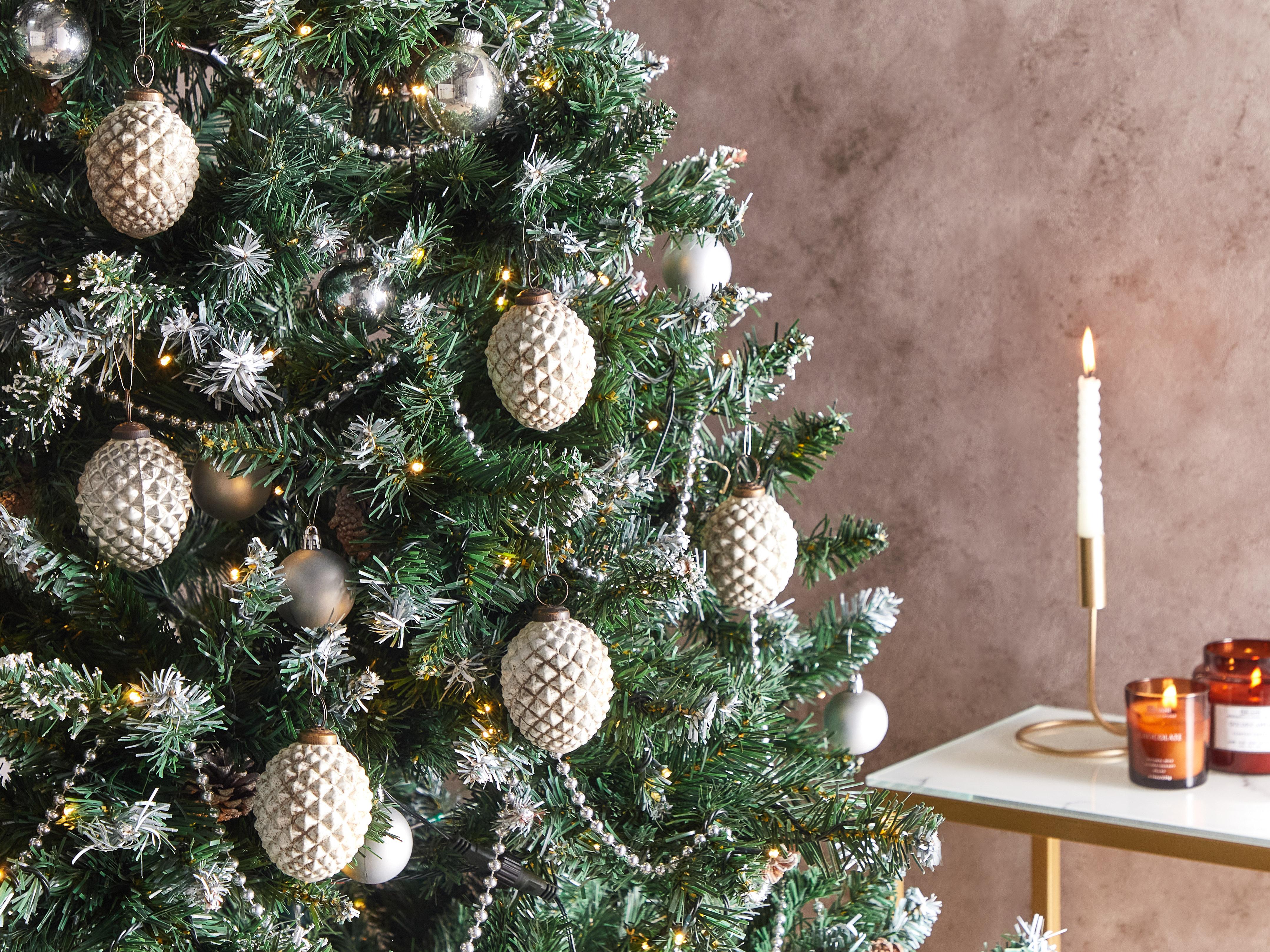 Set van 6 kerstballen LAITON Glas Gebroken wit