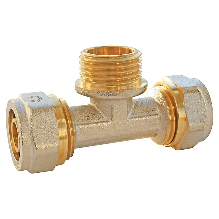 Té mâle à compression pour tube Multicouche Ø16mm - mâle au centre 15/21 (1/2
