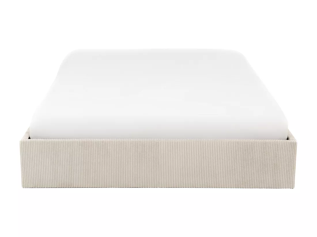 Sommier coffre 140 x 190 cm en velours côtelé - Crème - PONTOS II de YSMÉE