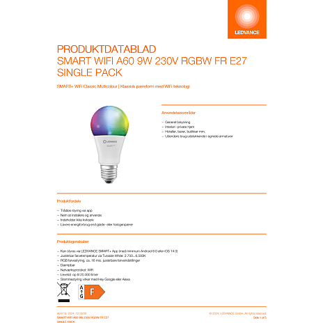 Ledvance smart+ kronepære 9W - multifarvet lys