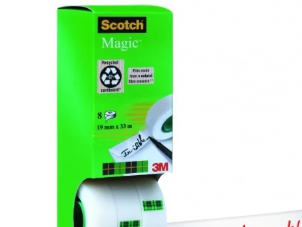 Tape, Scotch, Magic usynlig tape, 8 ruller, 19 mm x 33 m