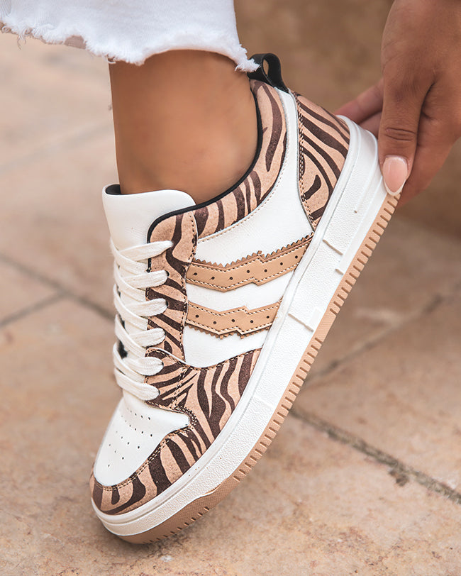 Basket femme motif animal à lacets - CL65 ZEBRA