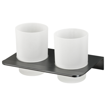 Haceka dubbele tandenborstelhouder beker Redefine aluminium mat zwart
