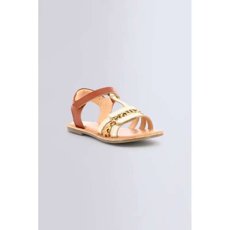 DIAMANTO OR CAMEL LEOPARD SANDALES Cuir Fille