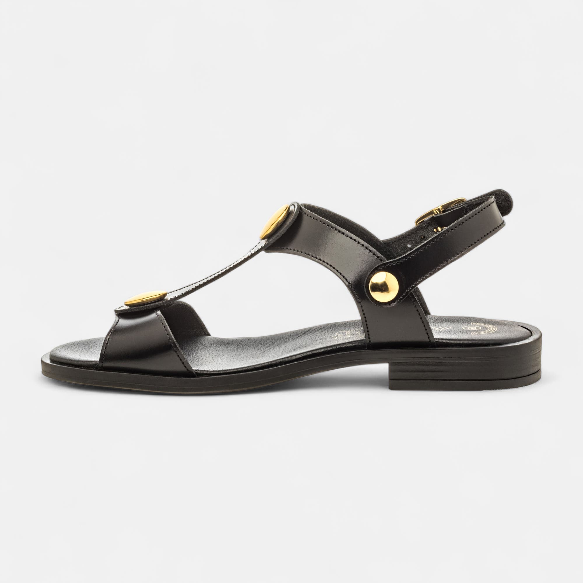 Nu-pieds Femme en cuir noir