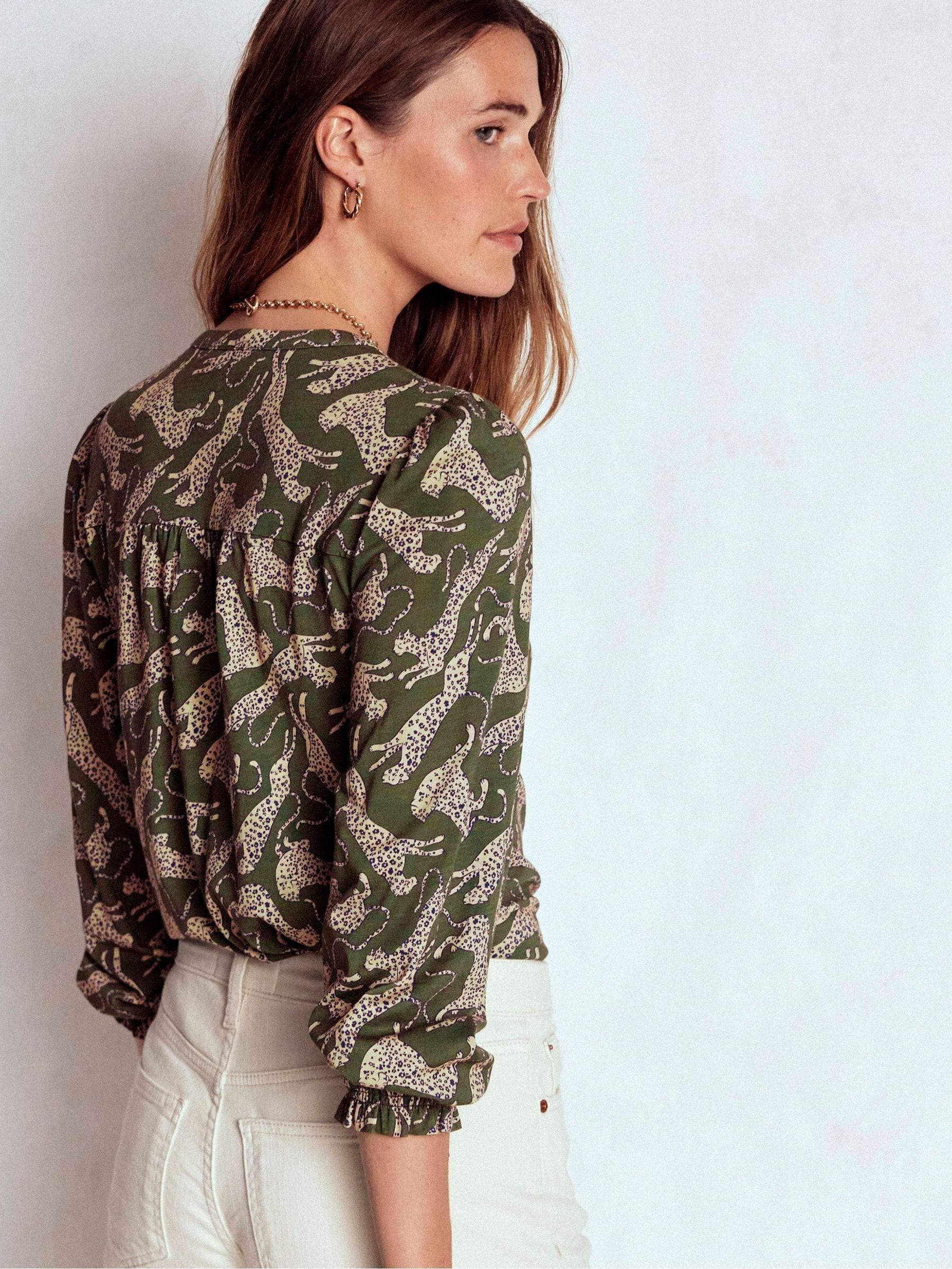 Groen - Boden Elsa Smocked Yoke Jersey Shirt