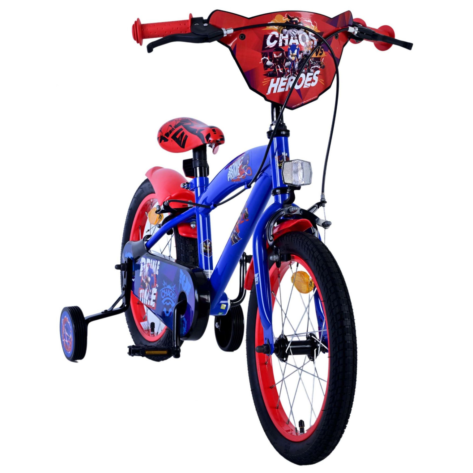 Sonic Prime Fiets - 16 inch - Blauw Rood - Twee handremmen