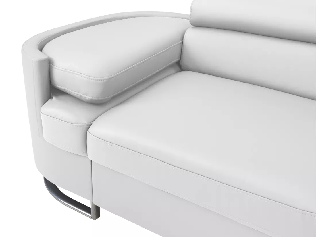 Canapé d'angle droit convertible en simili blanc MYSEN II