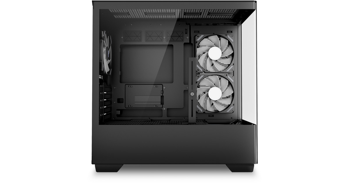 SharkoonELITE SHARK CM100 midi tower behuizing  (Zwart | 2x USB-A | 1x USB-C | RGB | Tempered Glass)