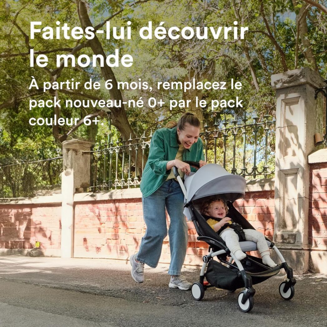Poussette Stokke YOYO3 avec pack nouveau-né et pack couleur 6+ - Comprend un cadre noir, un pack couleur YOYO 6+ (gingembre) et un pack nouveau-né 0+ (gingembre)