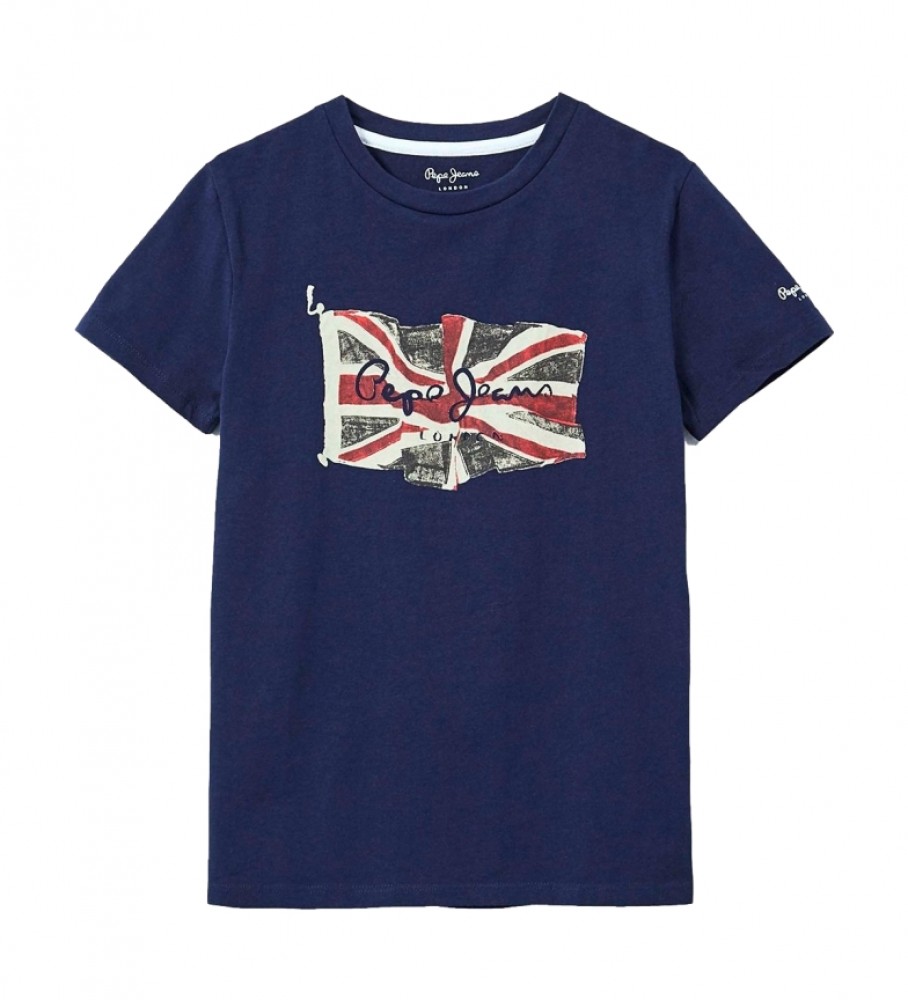 Camiseta Pepe Jeans com logo da bandeira azul marinho