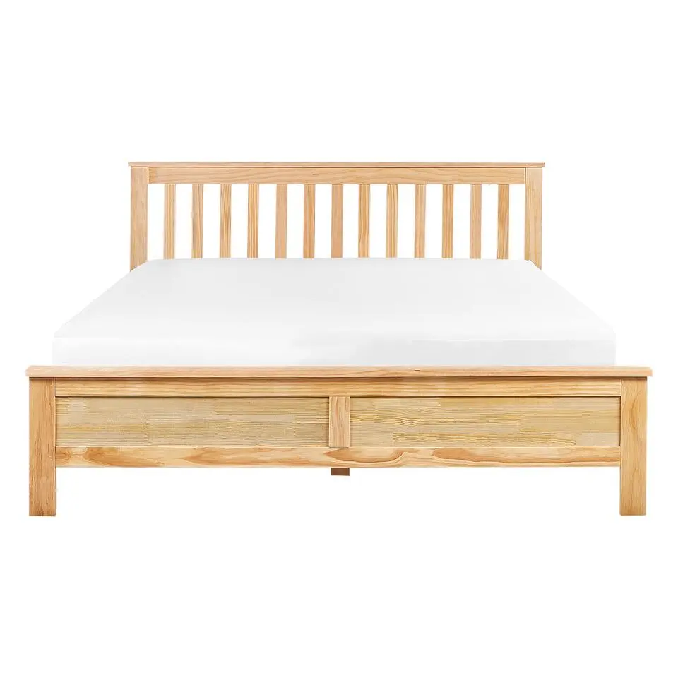 MAYENNE - Tweepersoonsbed - Lichtbruin - 140 x 200 cm - Dennenhout