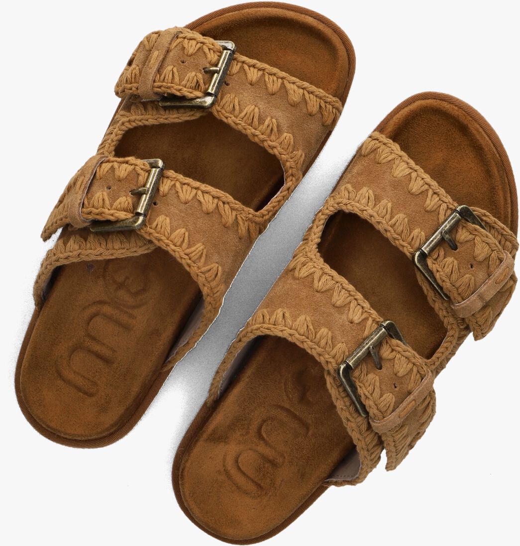cognac mou slippers low bio sandal 2buckles monoch