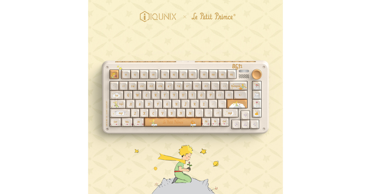 IqunixZX75 Sunset Ponder Wireless Mechanical Keyboard, gaming toetsenbord  (Lichtgeel, US lay-out, IQUNIX Silent Rose, RGB leds, 75%, Hot-swappable, Double-shot PBT, 2.4GHz | Bluetooth 5.1 | USB-C)