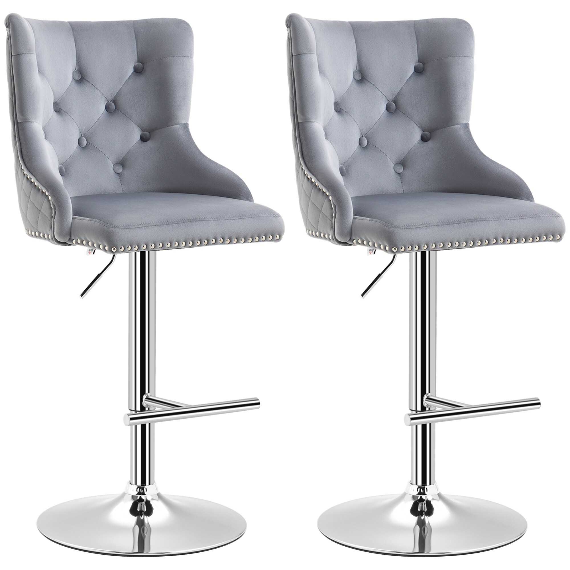 HOMCOM Barhocker-Set mit Fußstütze grau 46L x 55B x 123H cm