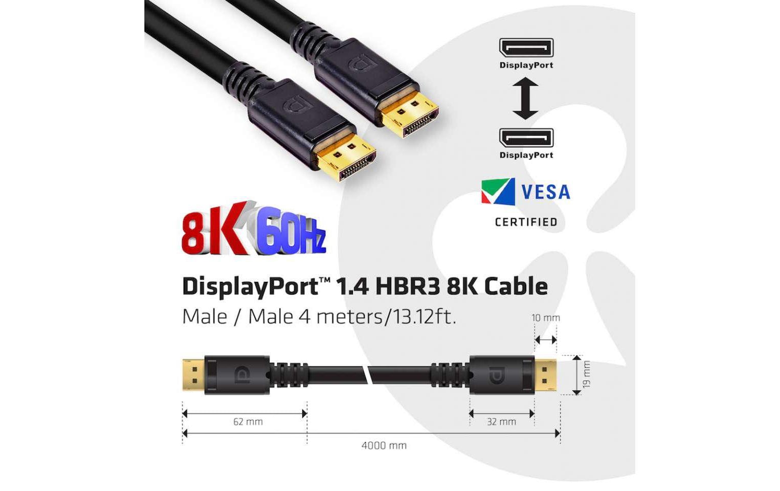 Kabel DisplayPort 1.4 - DisplayPort 1.4 HBR3 8K, 4 mDisplayPort 1.4 HBR3 8K60Hz Kabel Stecker/Stecker