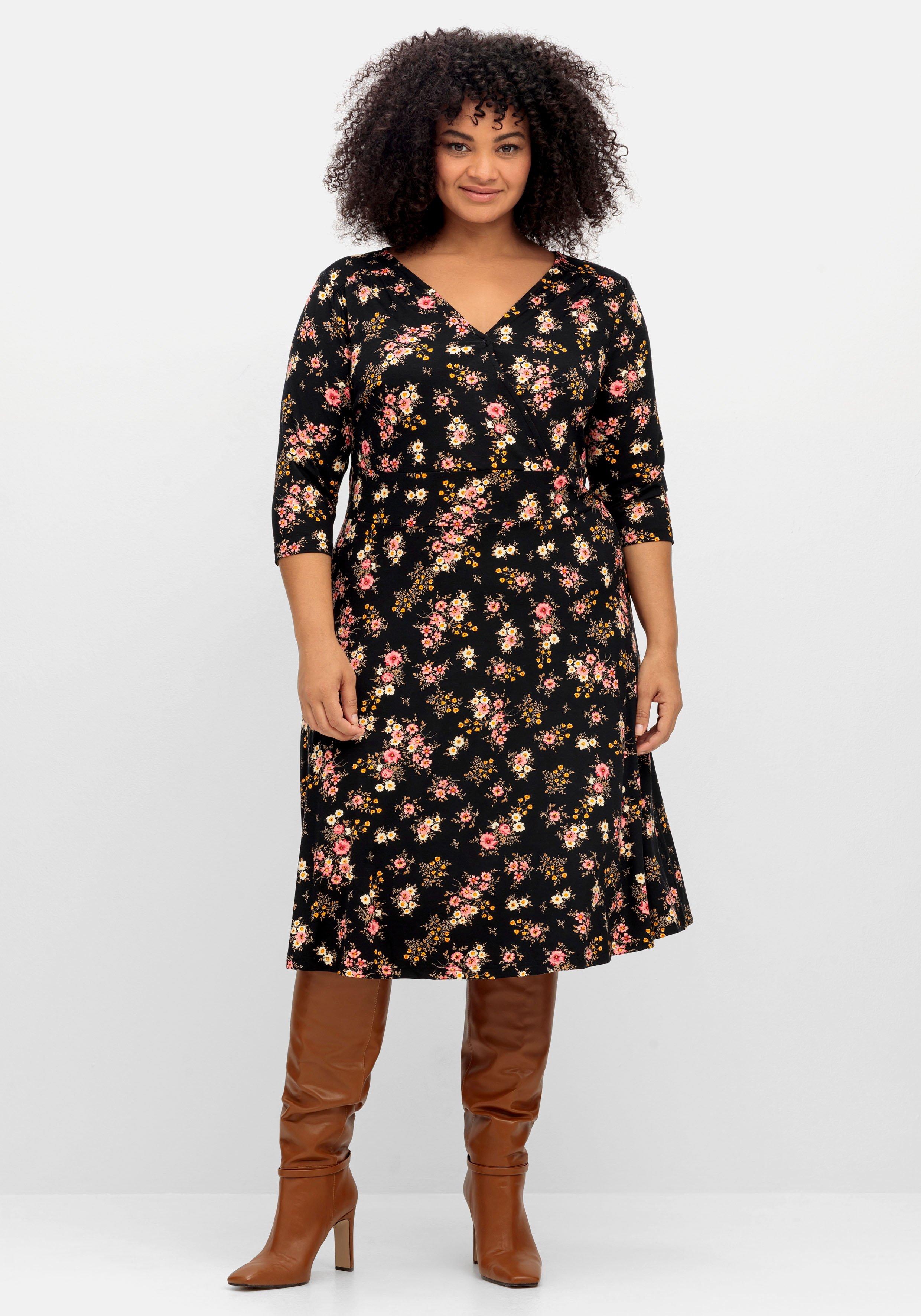 Jerseykleid in Wickeloptik, mit Blumendruck