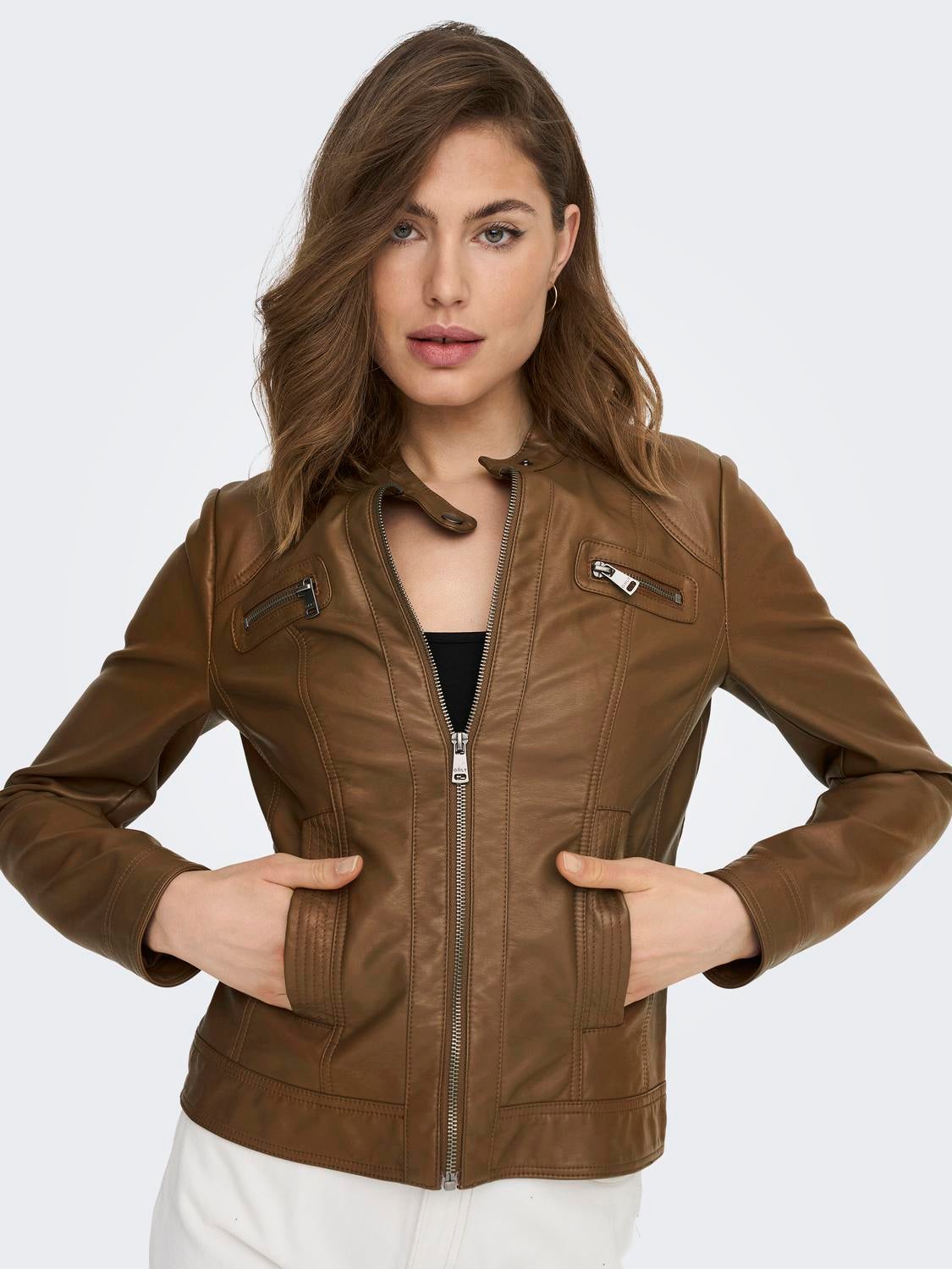ONLBANDIT Kunstlederjacke Cognac