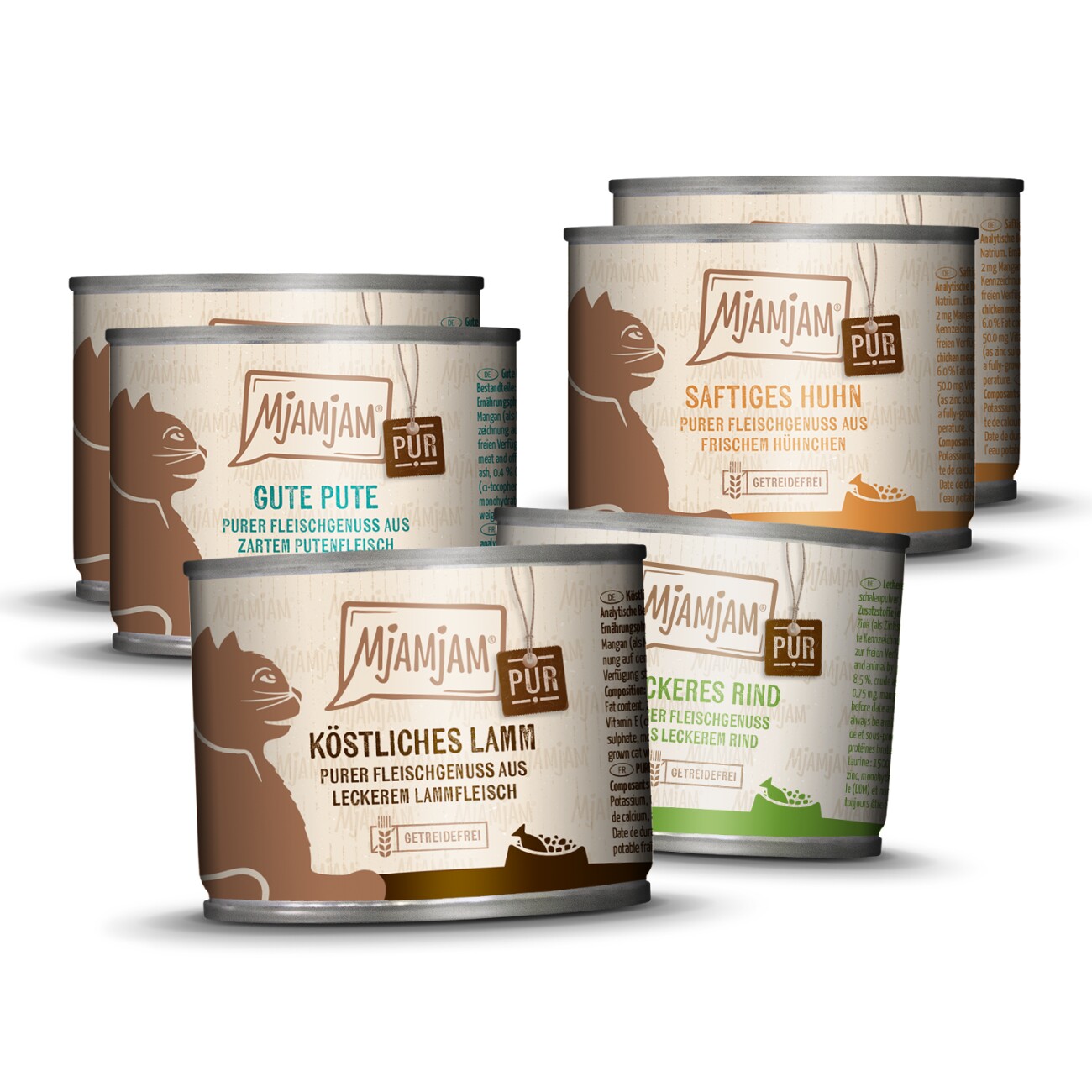 MjAMjAM Nassfutter Katze Adult, Purer Fleischgenuss Mixpaket 6x200 g
