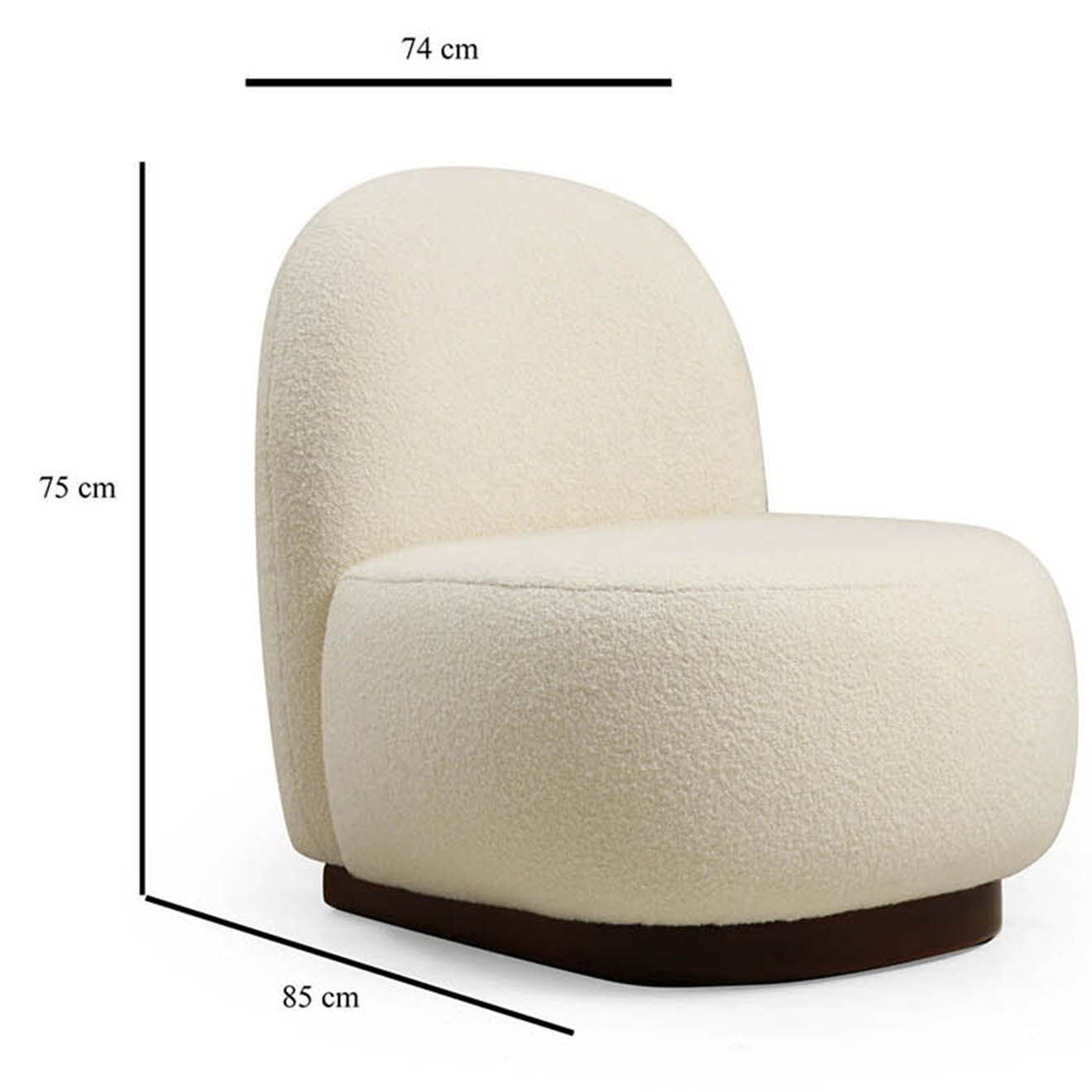 Wooden Art Fauteuil bouclette Tina blanc - 74x75x85 cm