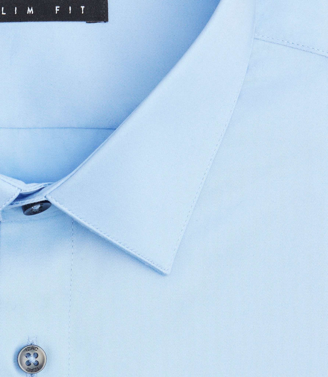 Chemise slim coton bleu pastel 