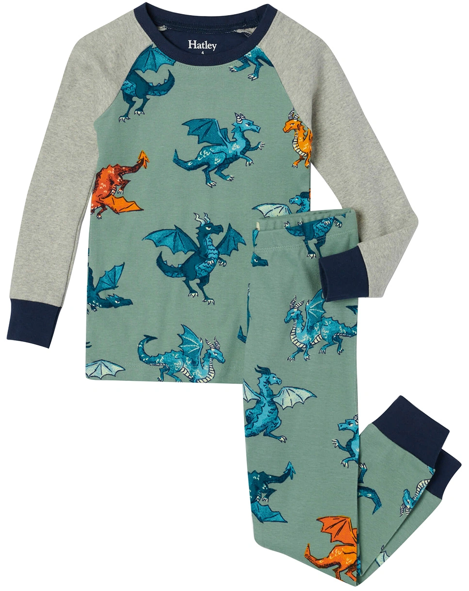 Schlafanzug lang ENCHANTED DRAGONS in grey