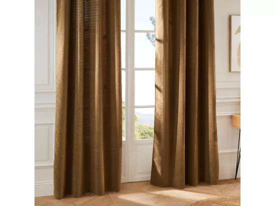 Rideau à œillets Tissu Chenille Marron Camel 140 x 260 cm