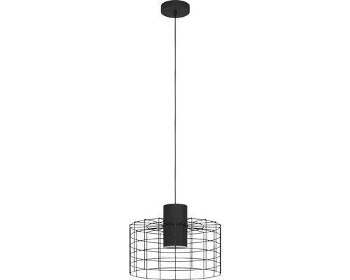 Hanglamp, 1-lichts, HxØ 110x38 cm, zwart, cilinder buitenkant zwart, binnenkant wit