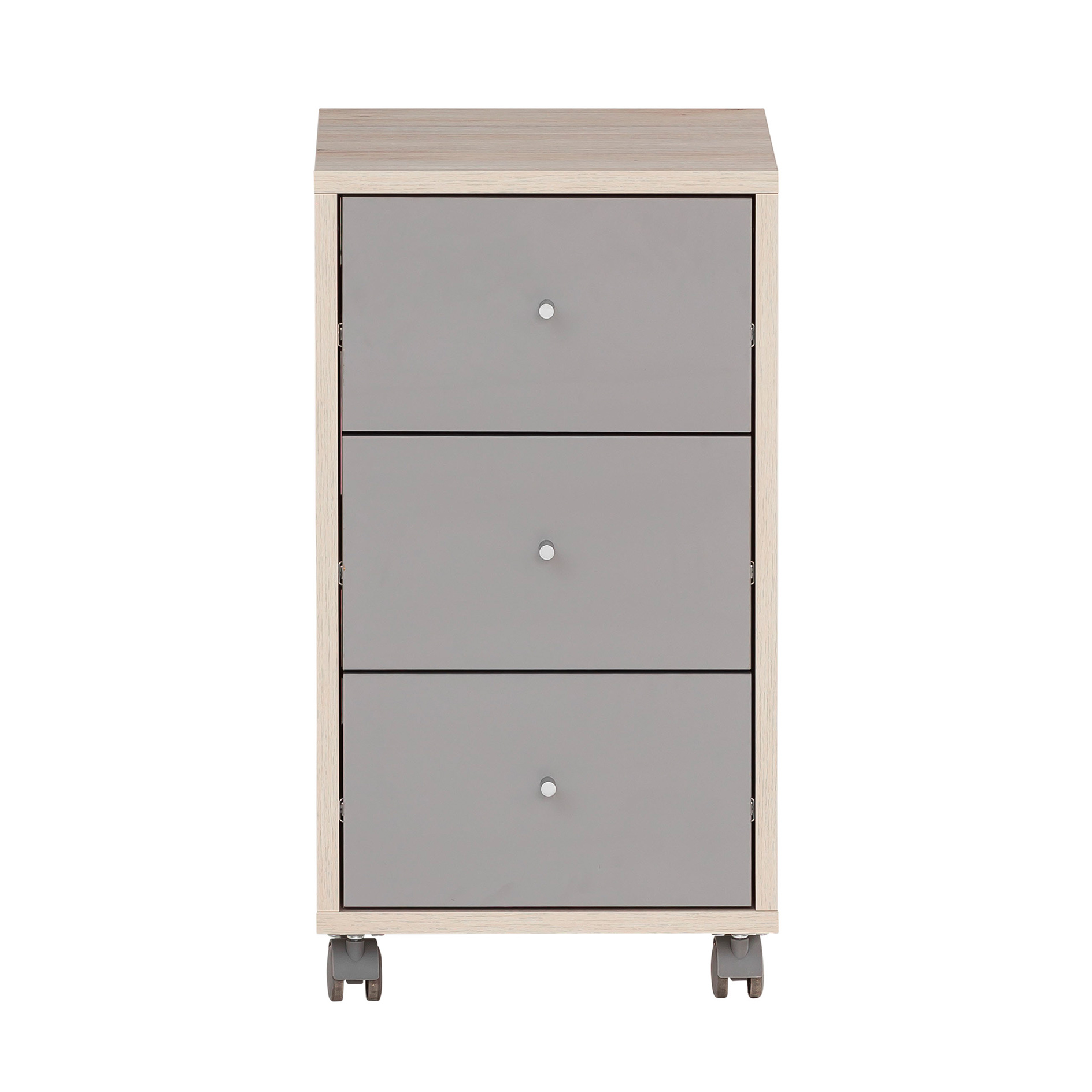 Rollcontainer - Sandeiche-platingrau - 3 Schubladen