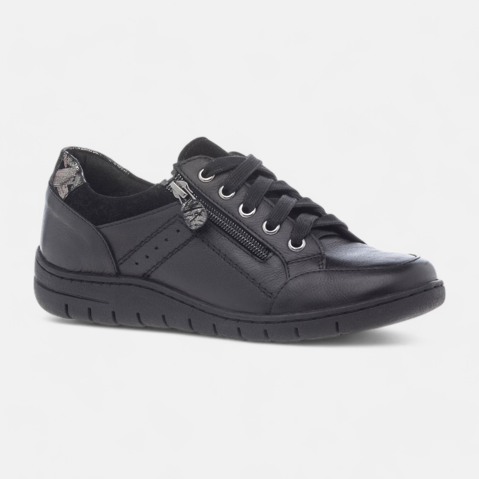 Baskets basses Femme en cuir noir