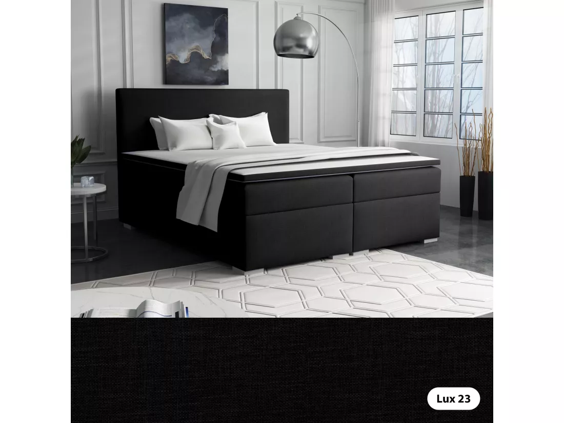 LIT BOXSPRING avec surmatelas Ennis 160x200 cm, Lux 23 (Noir)