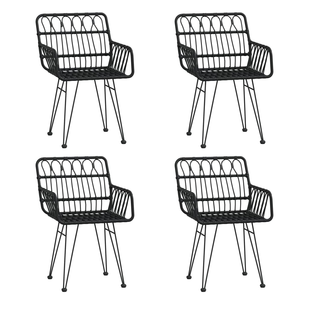 Mobilier à dîner de jardin 5 pièces noir résine tressée