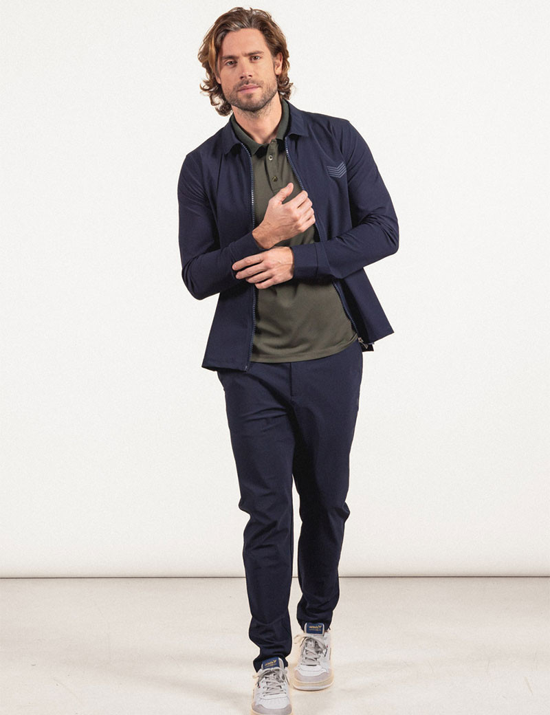 HBT BASICS | BILLY CHEMISE ZIPPÉE MARINE ANTHRACITE