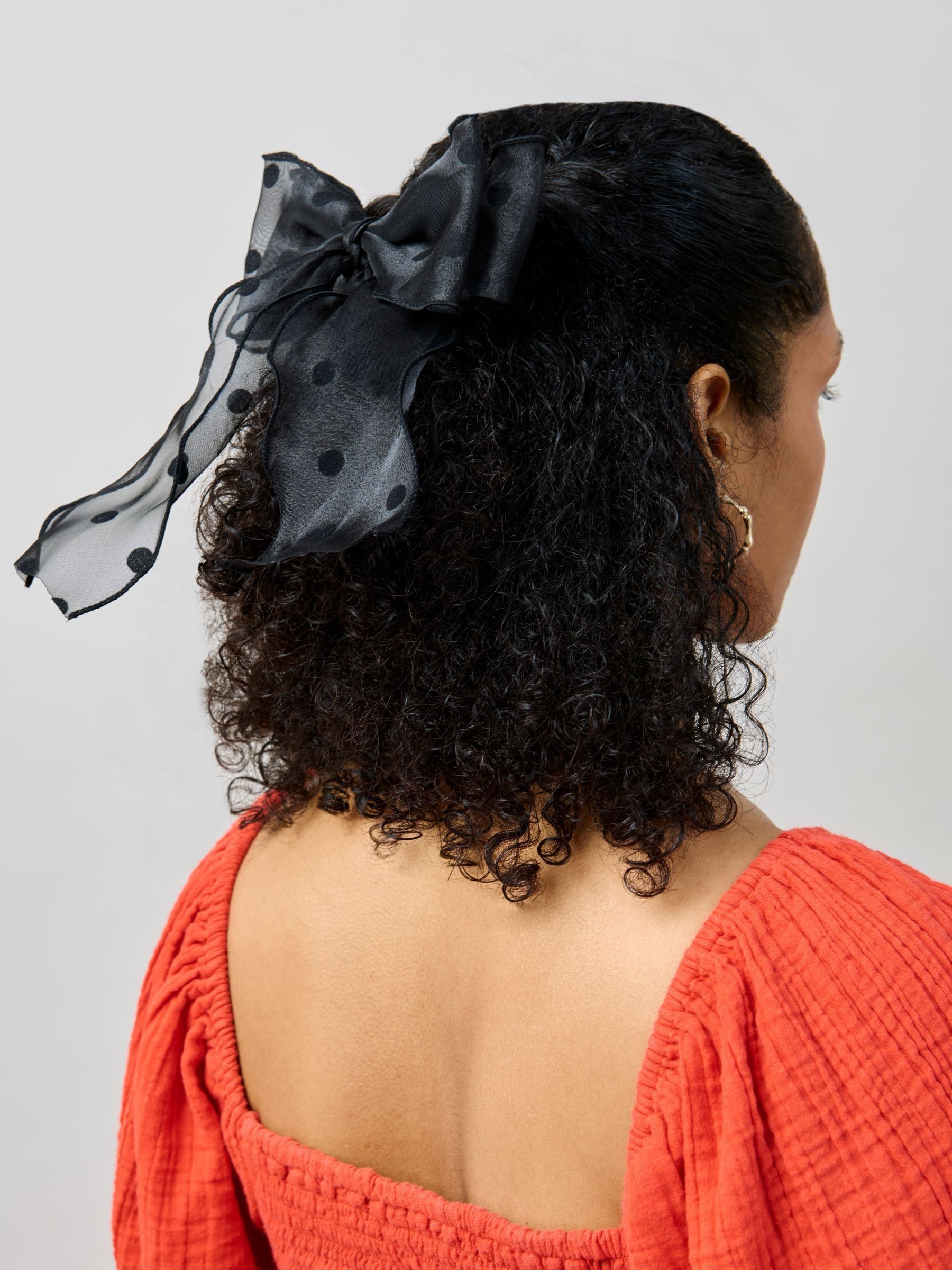 Aela Organza Black Polka Dot Hair Bow