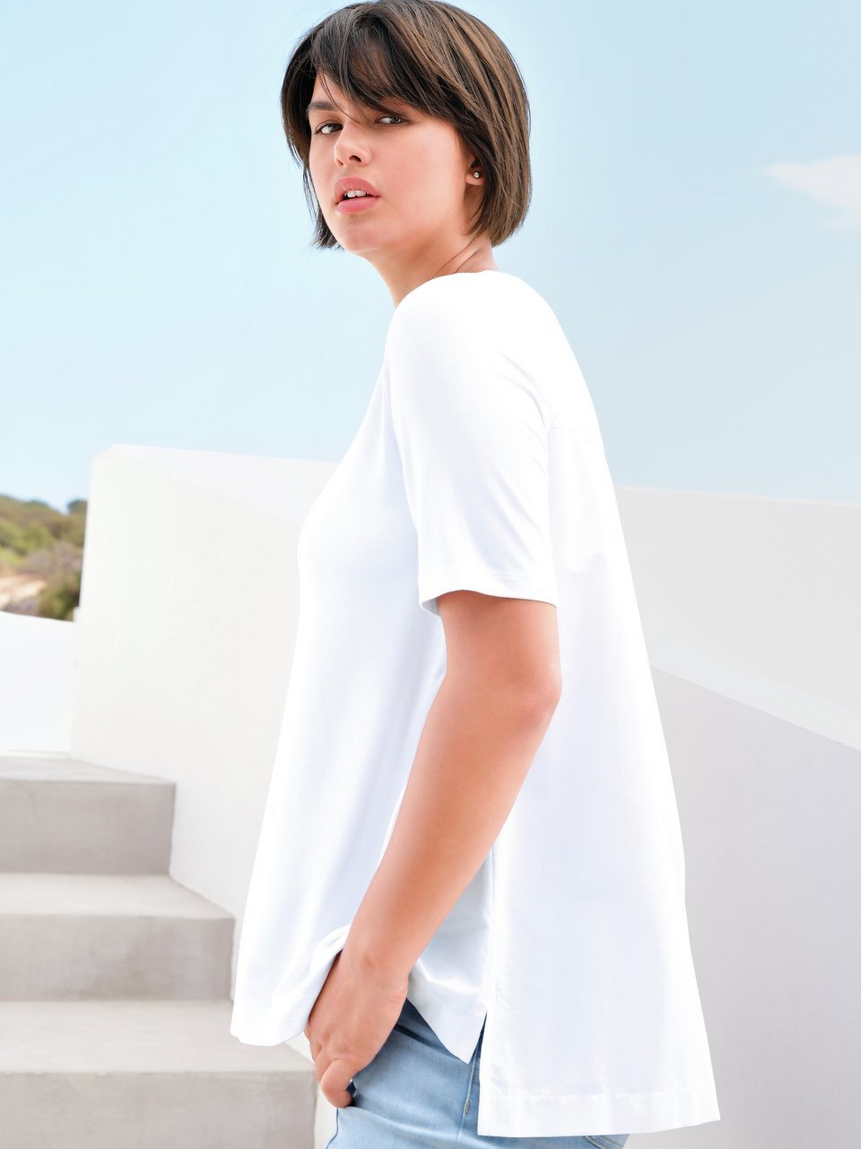 Rundhals-Shirt mit 1/2-Arm
