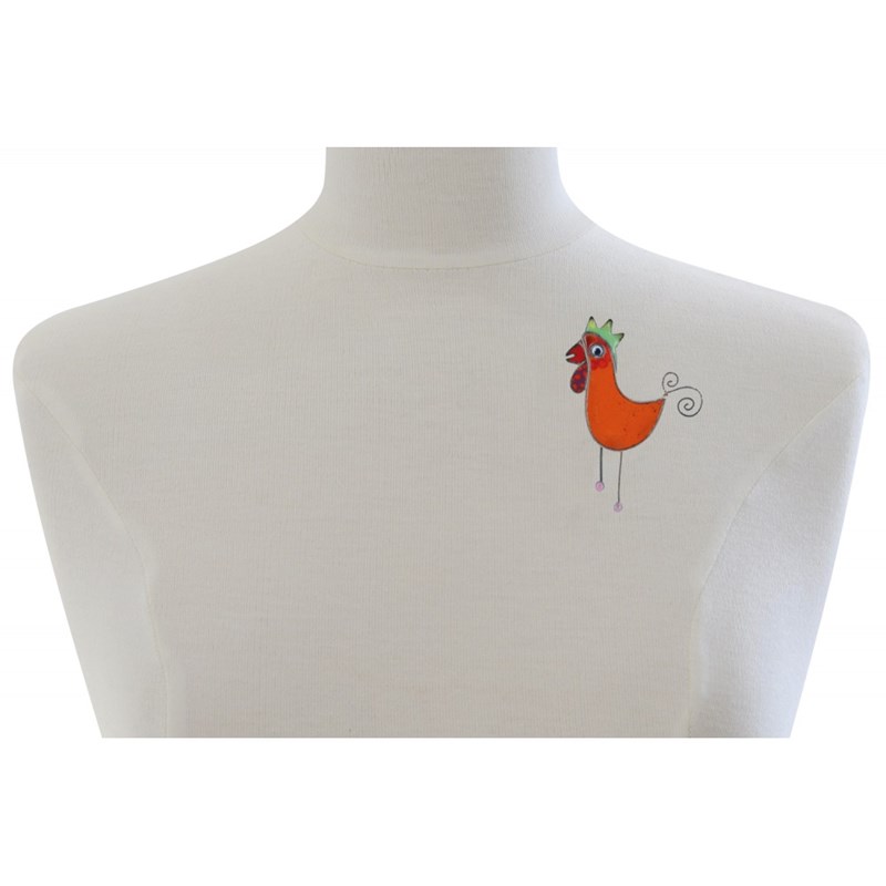 Broche Coq Émaillée Orange