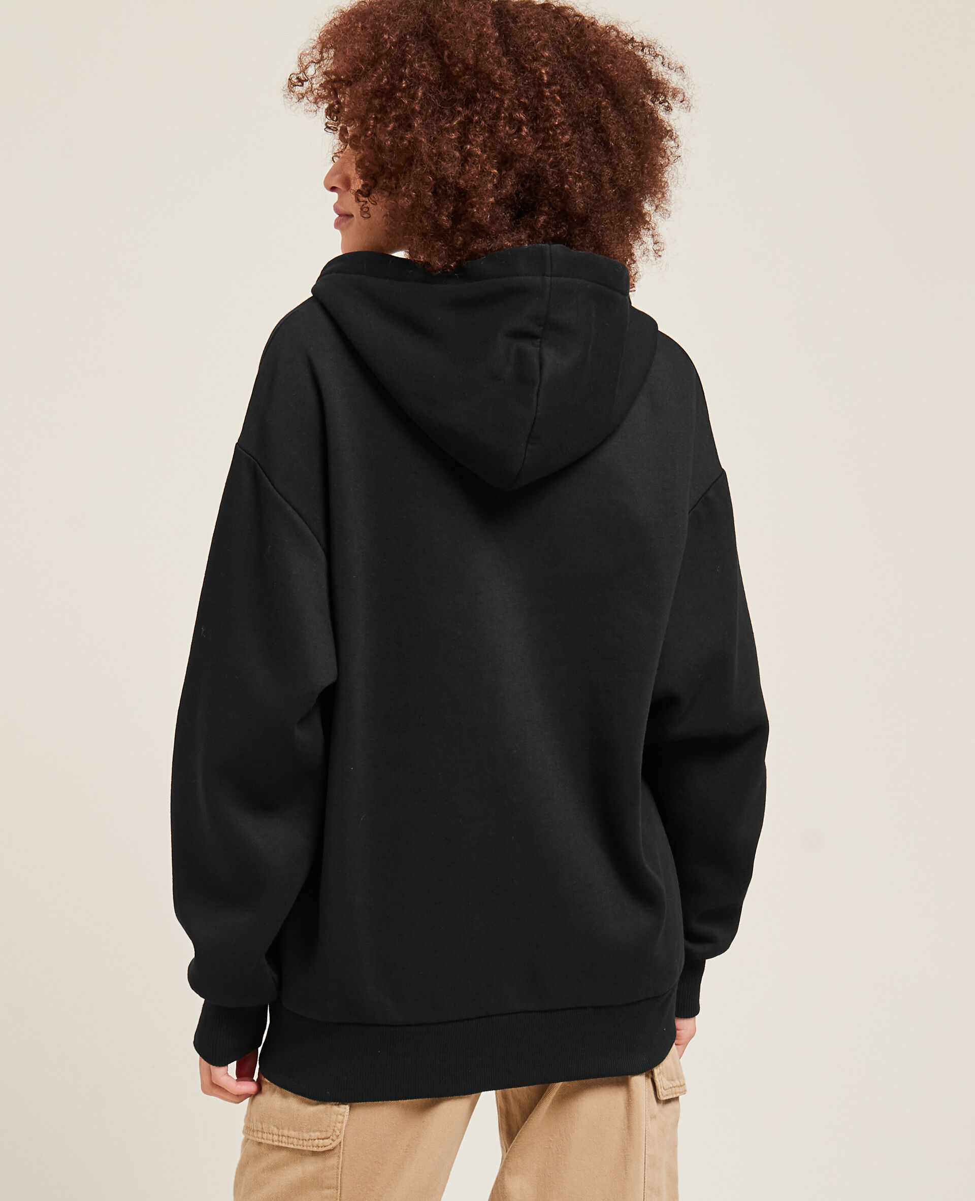 Sweat zippé oversize avec capuche - Noir