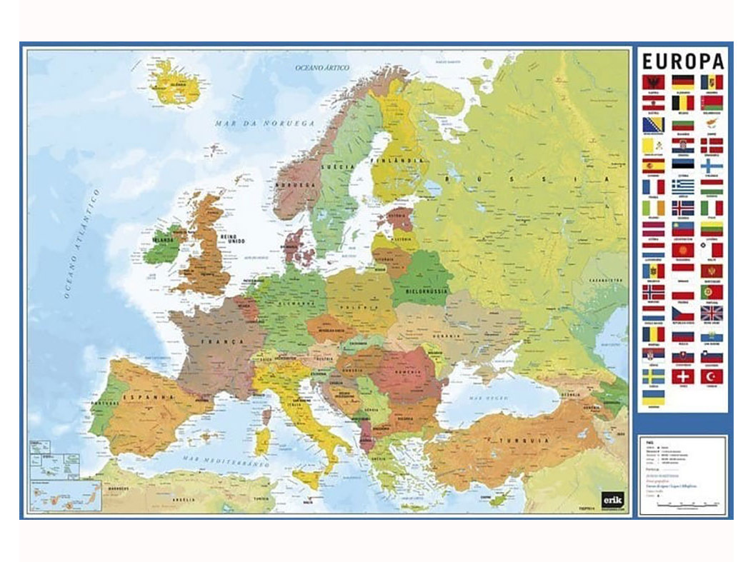 BASE SECRETÁRIA MAPA EUROPA PLASTIFICADA 35X50CM