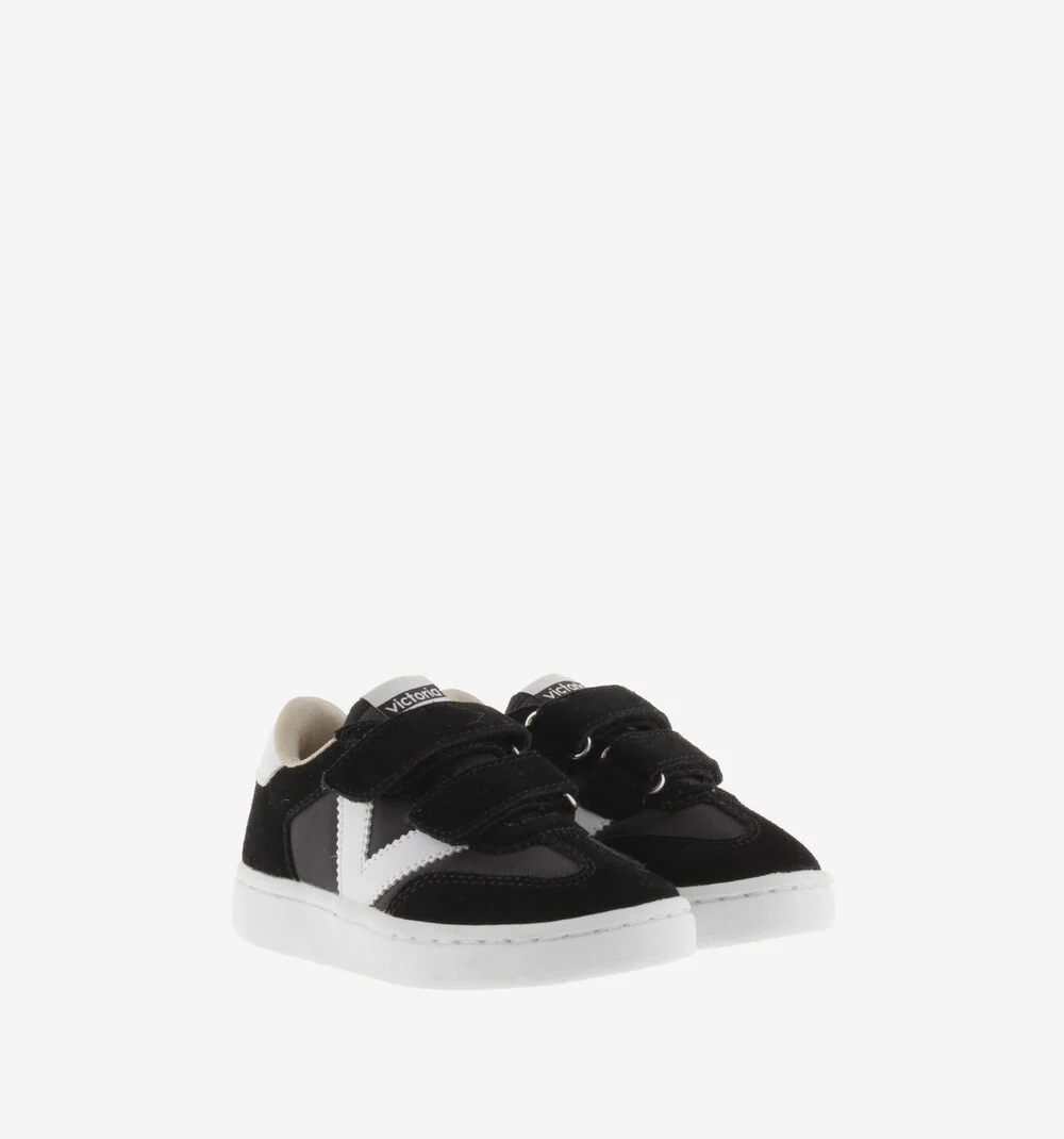 MILLAS BRIDES NYLON ET CUIR FENDU Baskets monochromes pour enfant NEGRO